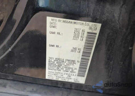 2018 Nissan Altima 2.5 Sr from USA, damaged, VIN 1N4AL3AP0JC282512